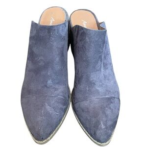 American Eagle Boots Sz 8 Gray Mule Suede Open Back Clog Block Heel